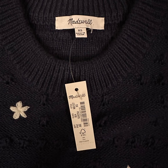 NWT! Madewell Embroidered Sandlin Pullover Sweater XS - Picture 8 of 10